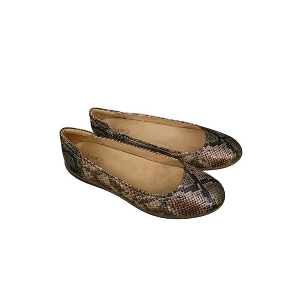 Naturalizer Flexy Ballet Flat snake print sz 9 wide brown metallic shoes new - Picture 2 of 7